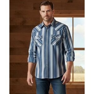 Wrangler X-Long Tails Men's Shirt Size M 16-34 Striped Button Up Long Sleeve NWT